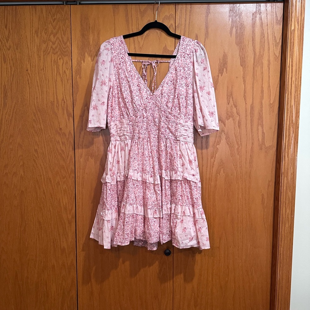 American Eagle Outfitters Blush Pink Floral Smocked Mini Dress